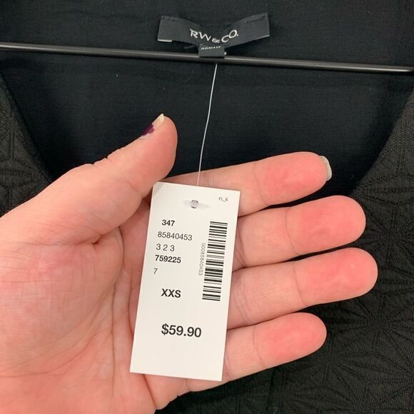 RW&Co Black Sleeveless Peplum Pattern Top - Picture 5 of 8